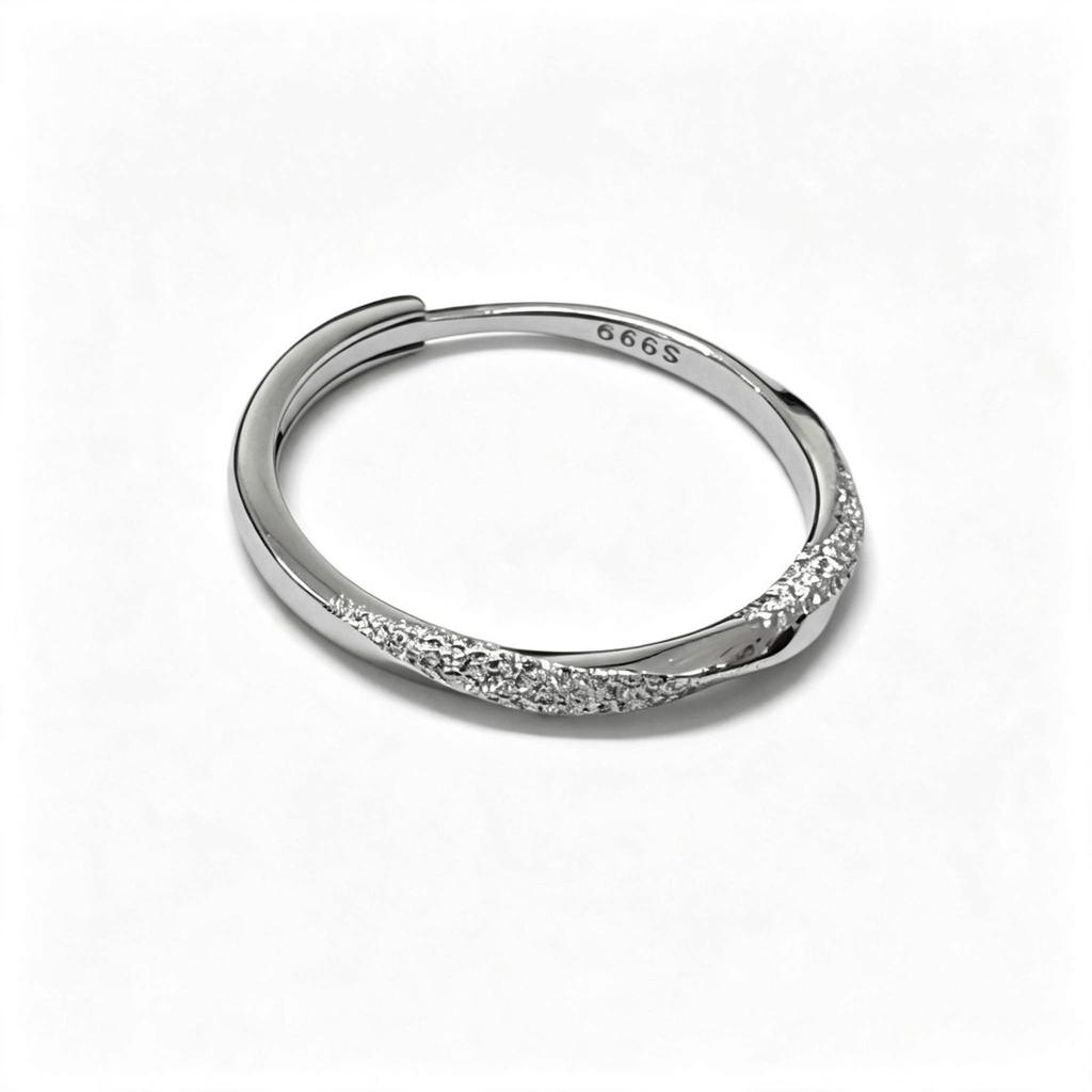 0277 S999 Sterling Silver Ring for Women Light Luxury Niche Design Silver Open Band for Index Finger