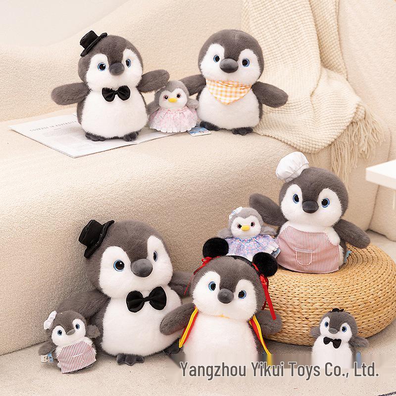 Penguin Brother & Sister Bib Plush Toy - Kid's Comfort Doll & Gift Pillow