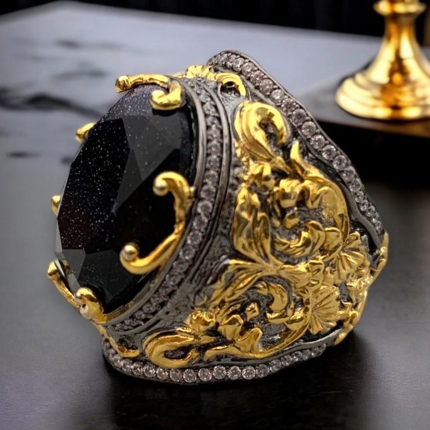 Stylish Luxury Emerald Green Square Ring Set for Men New Elegant