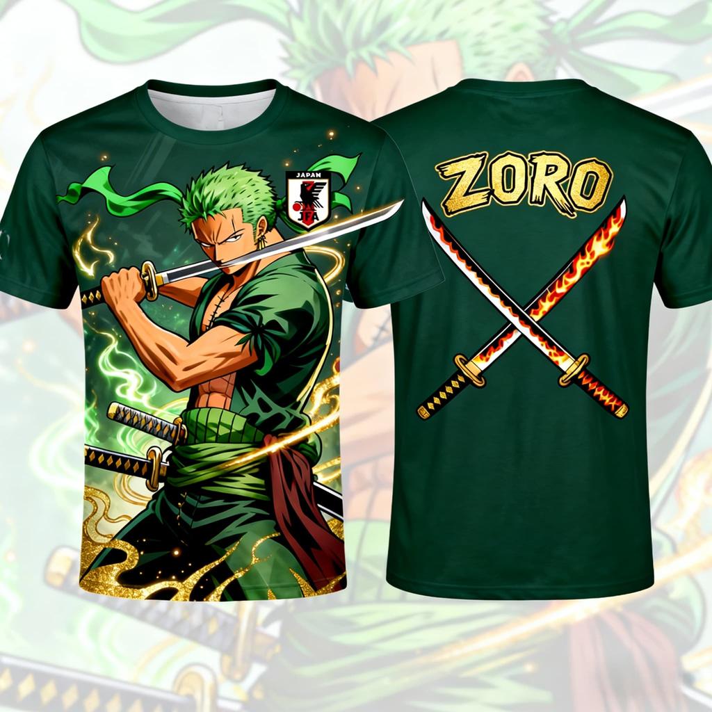 One Piece Zoro Japan Special Edition Soccer Jersey T-shirt Kids Soccer Sports Tshirt Adult Men's Casual Fashion T shirt