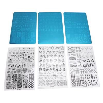 3 Set Nail Art Stamping Plates Stainless Steel Different Patterns Fingernails Template Stencil