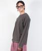 Deumakeu M Outstitch Loose Fit Long Sleeve Tee - Charcoal
