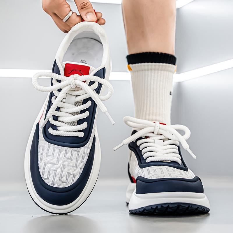 Fashion 2025 Non Slip Mens Shoes Breathable Thick Soled Casual Shoes Korean Version Trendy Student Sports Designer Casual Platform White