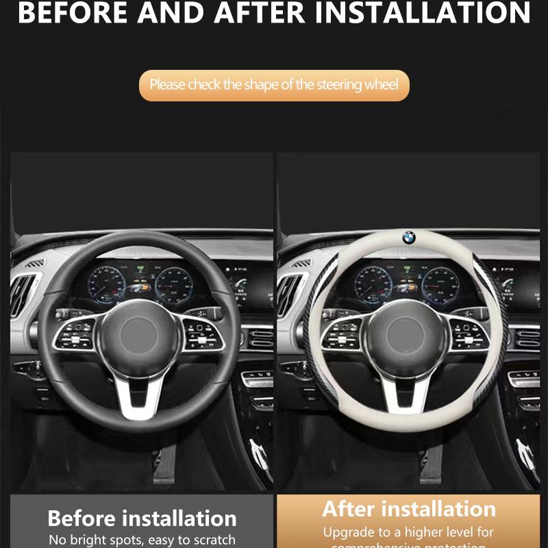 Lær Karbonfiber Bil Rattdeksel Biltilbehør For BMW E61 E81 E87 1 2 3 4 5 6 7 Serie X1 X3 X4 X5 X6 X7 F20 E90
