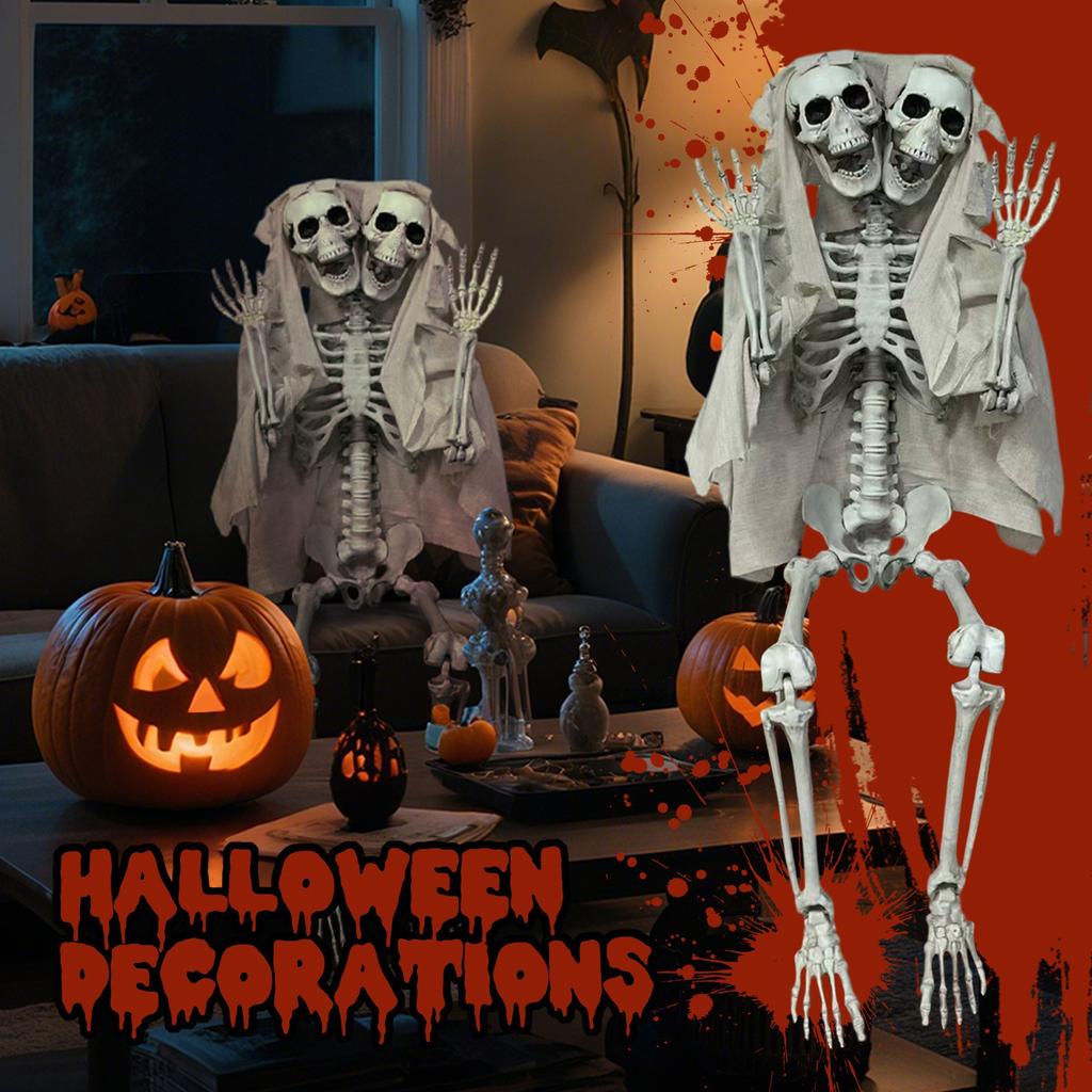 Halloween 5.5ft Skeleton Simulation Human Plastic Skeleton Haunted House Prop Skeleton Decoration