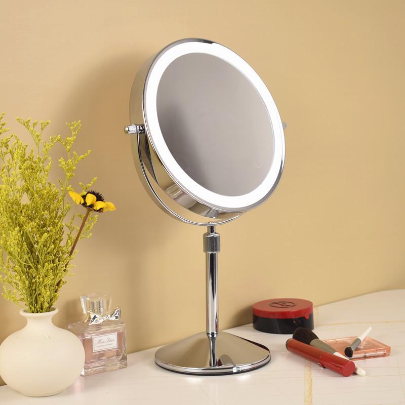 8" Double-Sided LED Lighted Makeup Mirror with Adjustable Height and Magnification