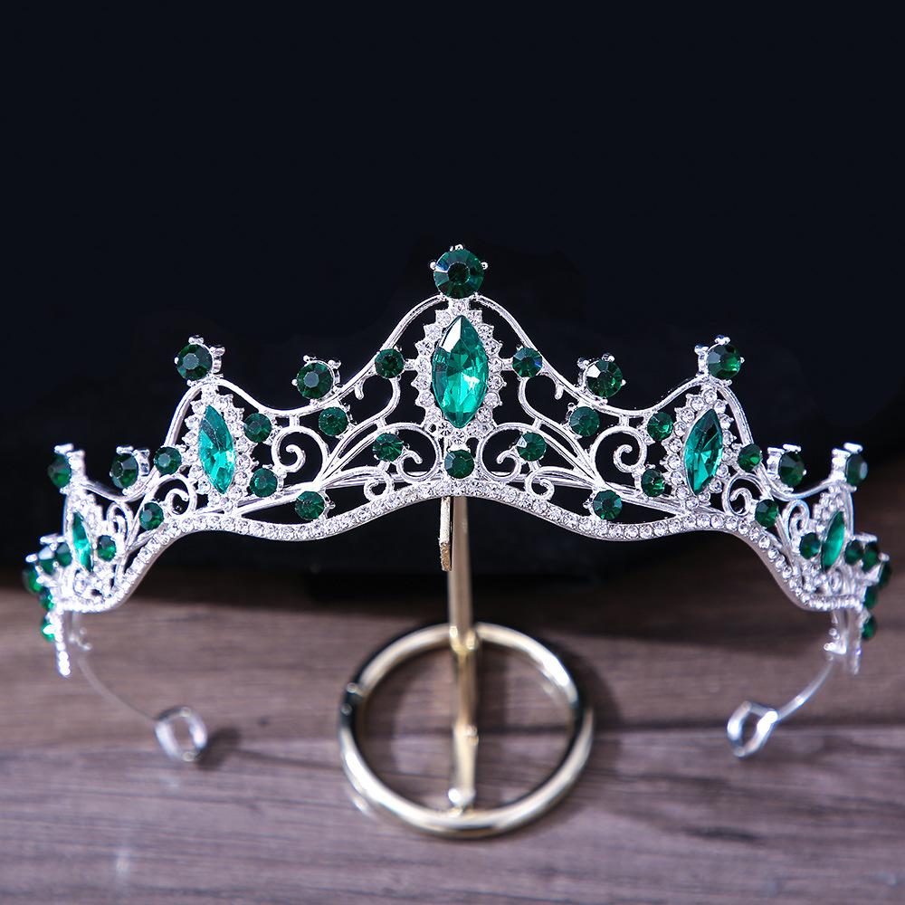 DIEZI Elegant Simple Red Pink Crystal Crown Hair Zircon Tiara Girls Birthday Party Wedding Rhinestone Bridal Crown Accessories