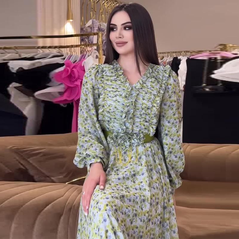 2024 Autumn Women's Elegant Long Sleeve Floral Casual Dress