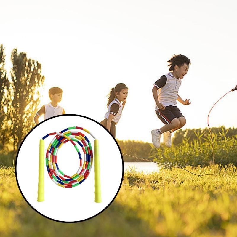 Childs Safe Skipping Rope Colorful Rotating Beads Regulable Handle Rope for School Home Exercises