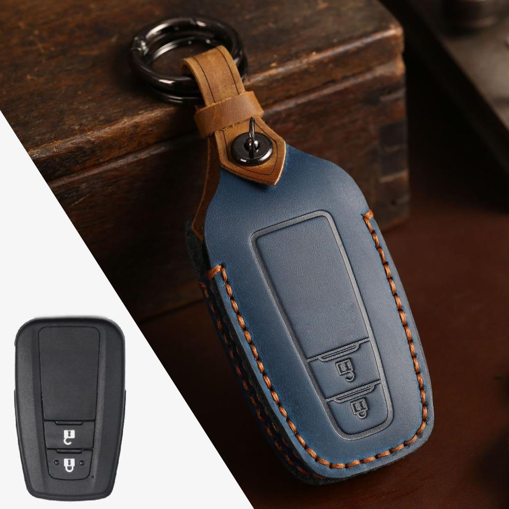 Handmade Genuine Leather Key Cover for Toyota Camry Avalon Retro Crazy Horse Style Car Key Case