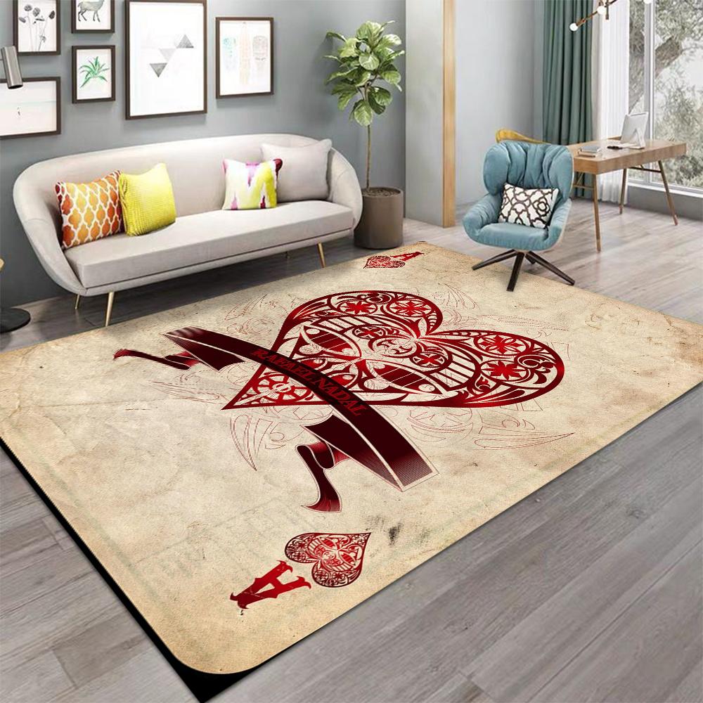 Joker Theme Playing Card Carpet Multi Color Suit Design Large Non Slip Rug for Poker Game Room Home Decor Mat