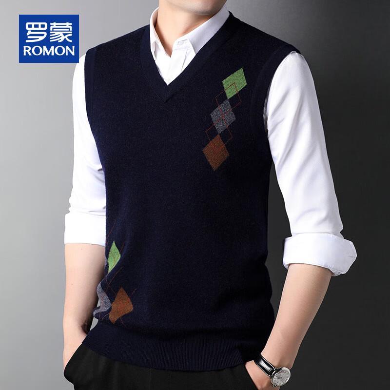 

ROMON Men s 100% Pure Wool V-Neck Thick Pullover Vest 3XL