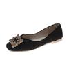 Fashion Square Toe Shallow Mouth Low Heel Single Shoes Autumn New Rhinestone Square Toe Soft Sole Non-slip Block Heel Shoes