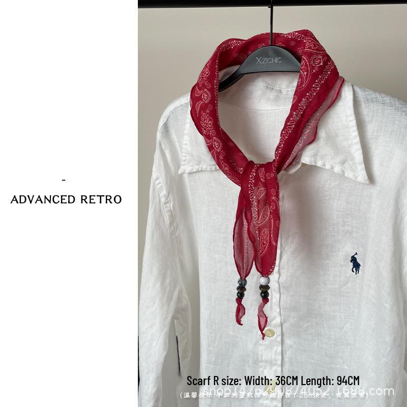 High-End Beaded Bandana Scarf: Spring & Autumn Fashion Accessory