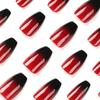 24 Pieces Wear Nail Red Manicure Black French Nail Sticker Removable Nail Piece Nail Piece Full Sticker Press On Nails