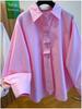 2025 Spring Women's Versatile Loose-Fit Cotton Polo Shirt - Solid Color, Long Sleeve, Commuting Style