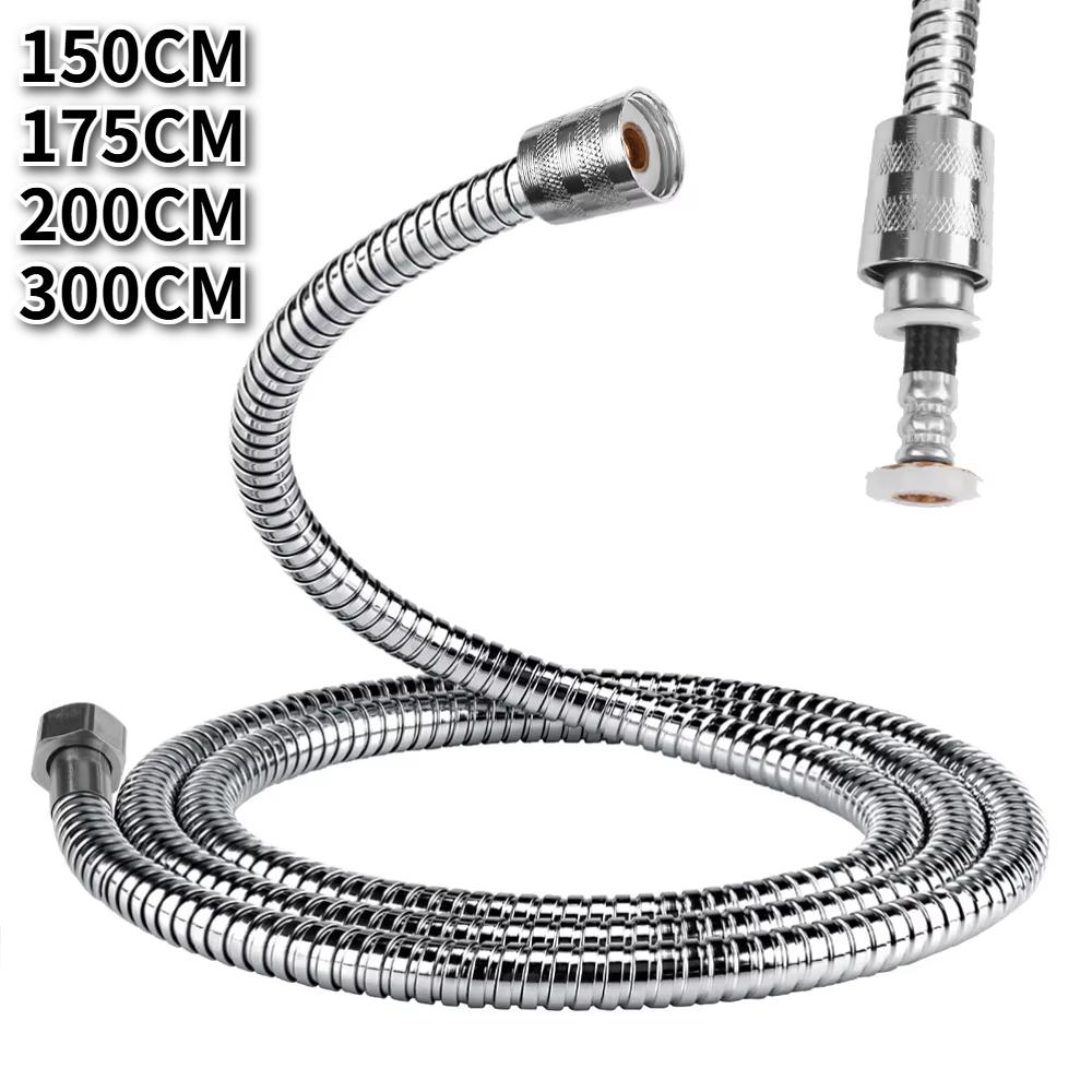 

Stainless Steel Shower Hose Shower Pipe Copper Connectors High Pressure Resistance Anti-Explosion Anti-Kink Replacement Hose 150CM
