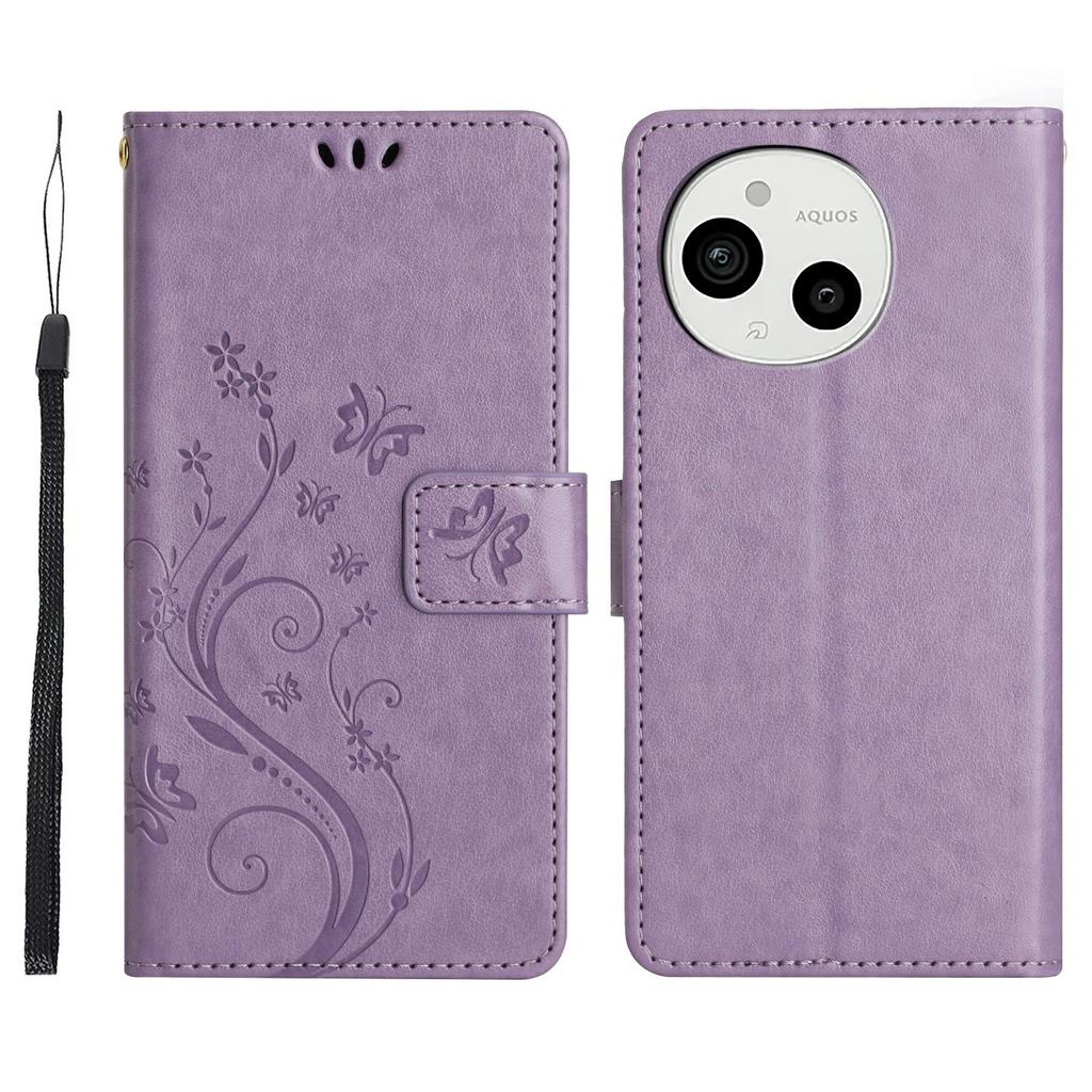 For Sharp Aquos Sense 9 Case PU Leather Phone Wallet Cover with Strap