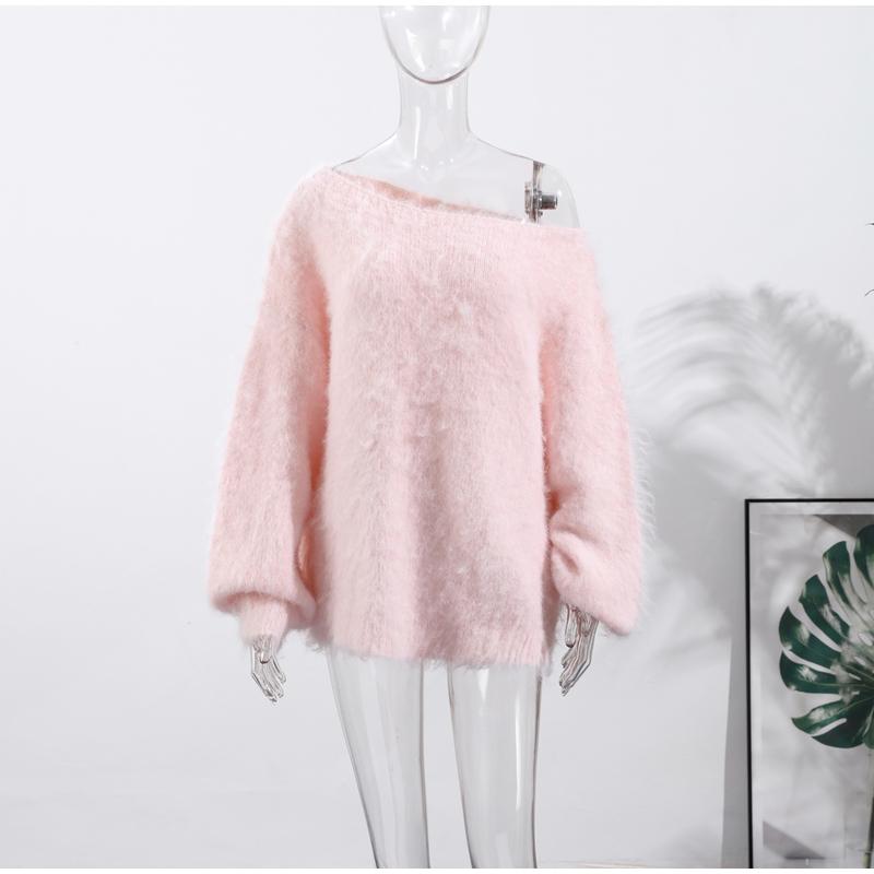 Pullover Strapless Mohair Long-sleeved Sweater Women's Solid Color Pullover Short Top Sweater A Variety of Colors To Choose From Sweaters
