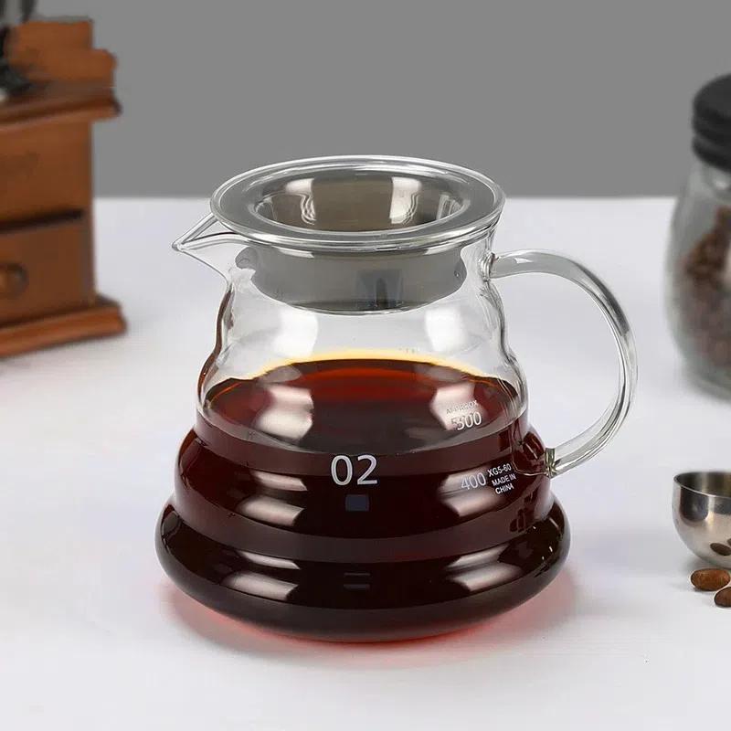 

Скляний набір для крапельного приготування кави з глечиком – Багаторазовий фільтр V60, Високий боросилікат, Японський стиль 600ML