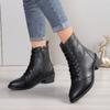 Women's British Style Casual Martin Boots, High-Top Zipper Ankle Leather Shoes, Fashion Fall Winter Boots