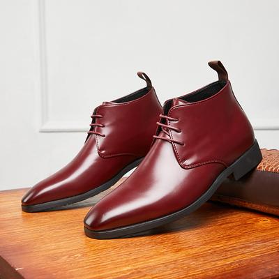 Hand-stitching Leather Men Business Shoes Retro Style Men's Ankle Boots Comfortable Formal Dress Footwear Lace-Up Elegant Botas