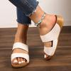 Women Platform Sandals Summer 2025 New Wedges Solid Color Round Head Design Casual Comfortable Beach Sandals for Women