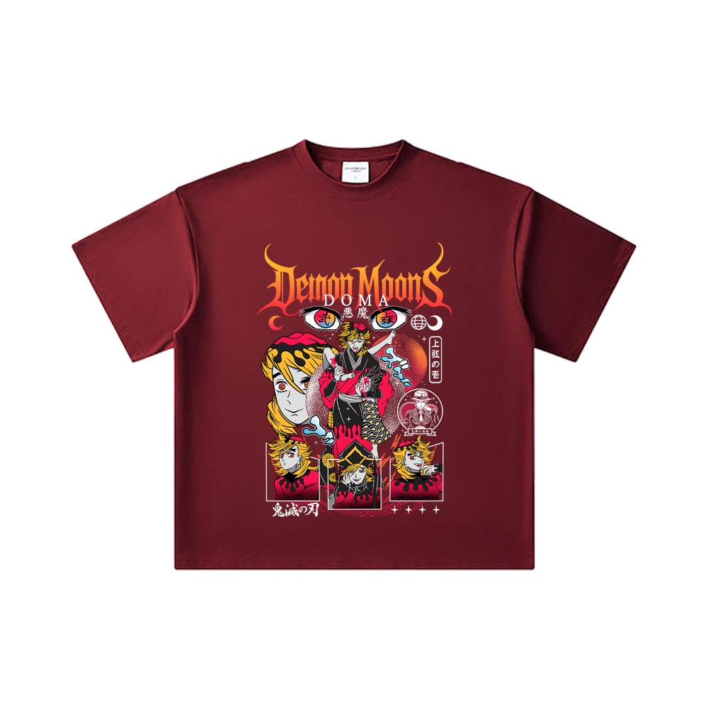 260 GSM Double Yarn 32 Count 100% Cotton Demon Slayer V32 Doma Print Unisex Heavy Cotton T Shirt