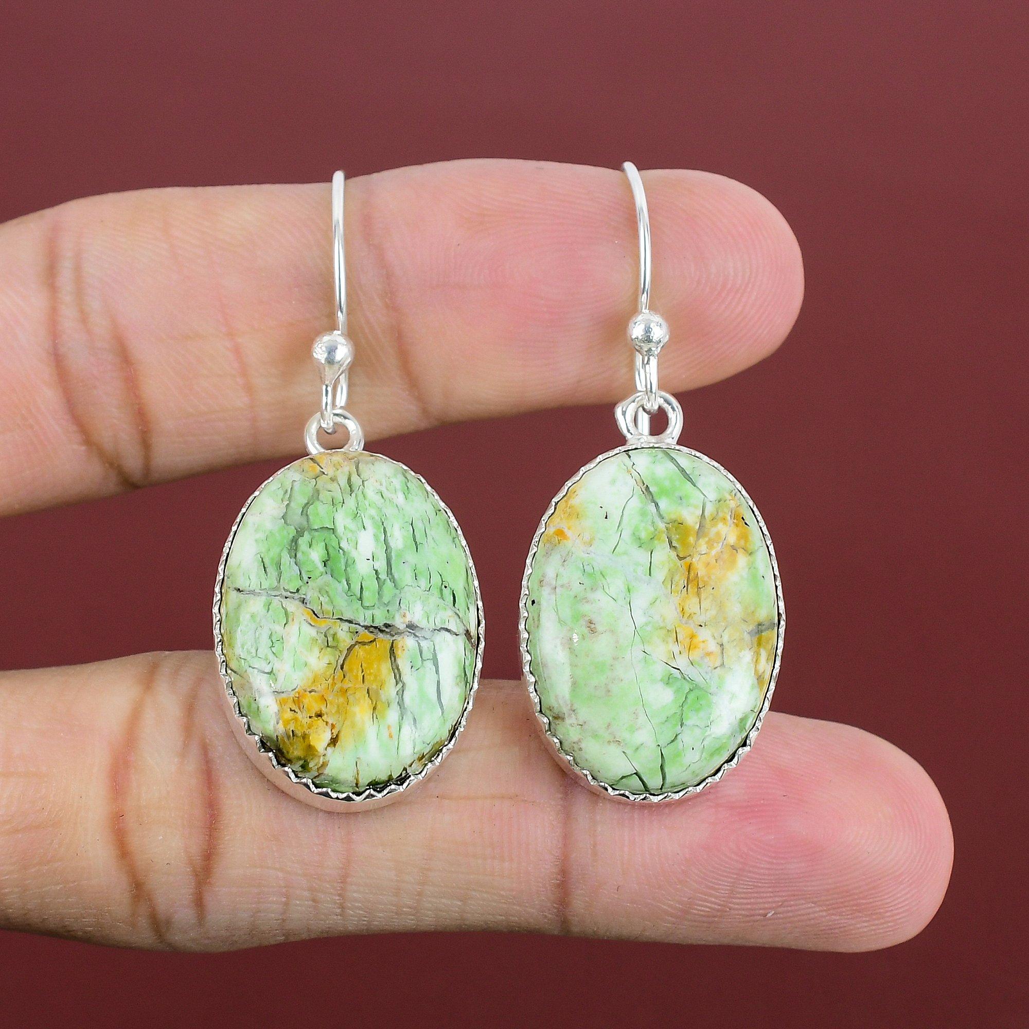 

Australian Chrome Chalcedony Earring Gemstone Handmade Jewelry 925 Sterling Silver Earrings Drop Earring Antique Jewelry Engagement Gifts