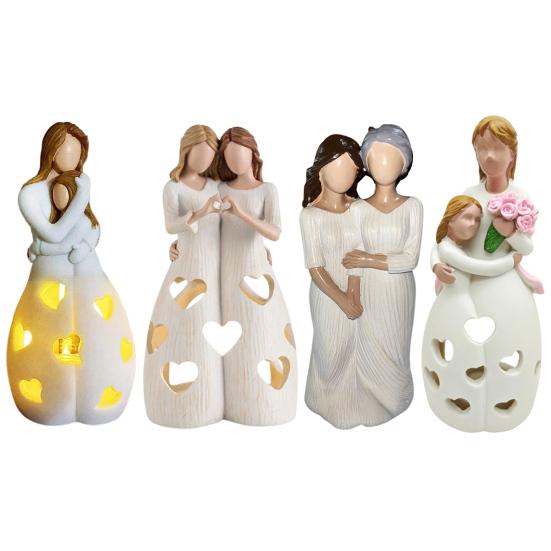 Candlestick Hollow Love Pattern LED Light Living Room Ambiance Lamp Warm Touch Resin Lamp Home Decor Mother Day Gift