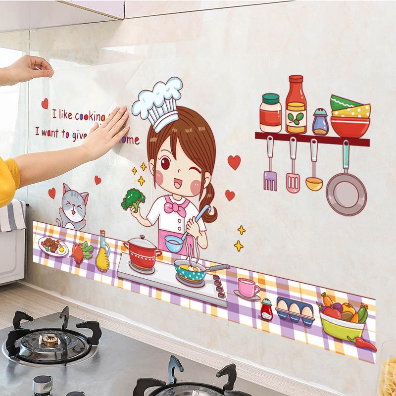 Self-adhesive anti-greased stickers for household stove tile wall stickers for kitchen wallpaper anti-greased paper fume stickers ZY-8004