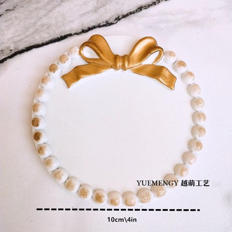 Retro Multicolour Fans You Super Cute Bowknot Small Tray Round Square Jewelry Plate Set   Decoration