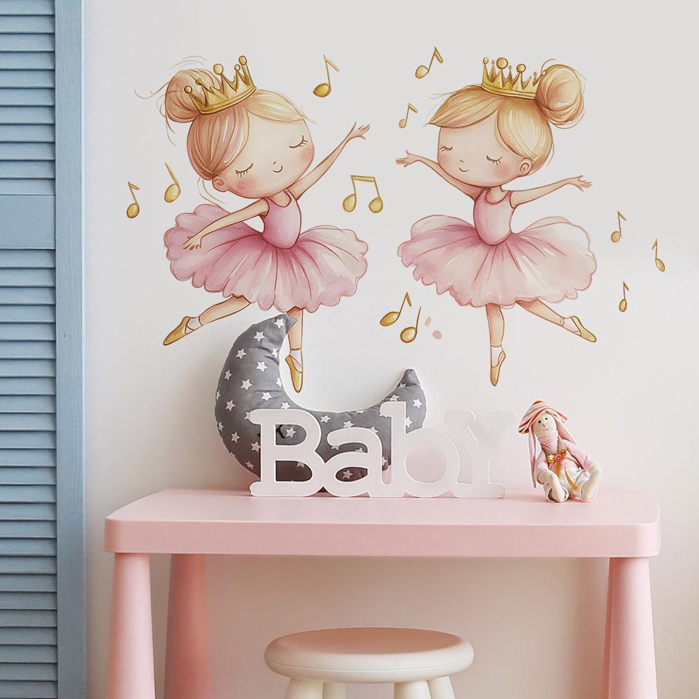 Painted Ballerina Wall Sticker Self-Adhesive Removable for Bedroom Living Room Hallway Closet Dorm Elegant Home Decor Art