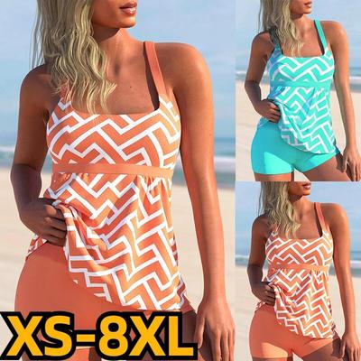 2024 New Summer Women Retro 3D Print Beachwear Swimsuit Female Backless Sling Bathing Suit Female High Waist Two Piece Tankini