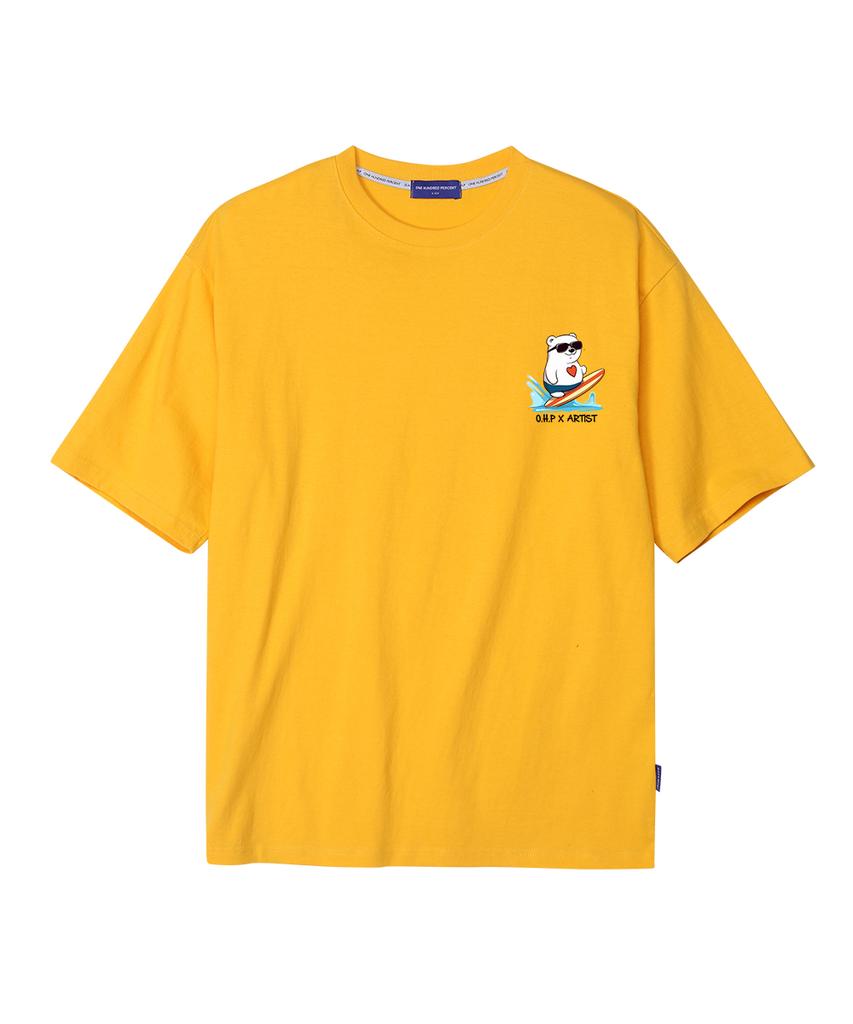OHP Ohpxharmonia Heart Polar Bear Semi-Oversized Short Sleeve T-Shirt P (Type B)