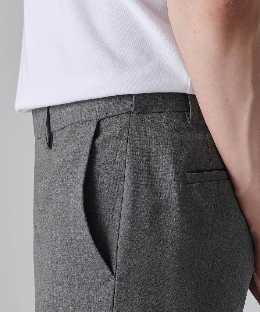 MUSINSA STANDARD Summer Wool Relaxed Tapered Hidden Banding Crop Slacks [Medium Gray]