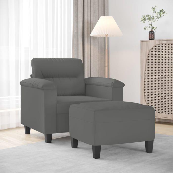 VidaXL Fauteuil avec repose-pied Gris foncé 60 cm Tissu microfibre, canapé, fauteuil, fauteuil TV, canapé simple, canapé, 3201227