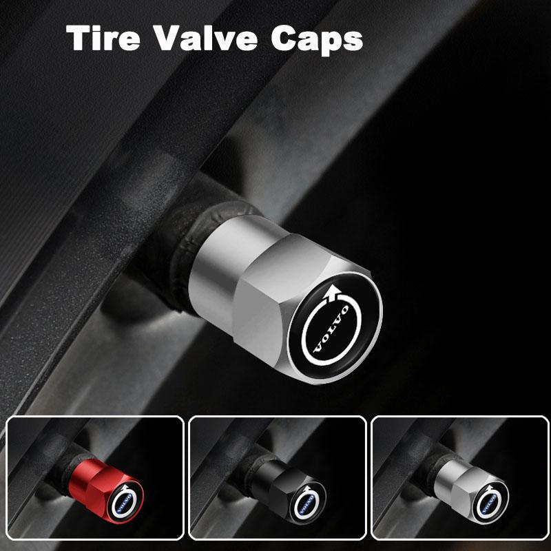 4Pcs Metal Car Wheel Tire Valve Caps Air Stem Covers For Volvo Rdesign Polestar AWD V50 S60 XC60 S40 XC40 XC90 V60 S80 S90 V90 NS0