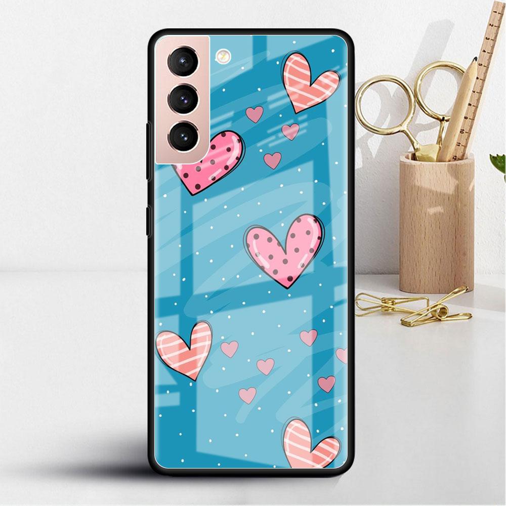 LIEBE Herz Glas Hülle Für Samsung Galaxy S22 S20 FE S21 Plus Handyhülle S10 5G S9 Note 20 Ultra 10 Lite Hülle