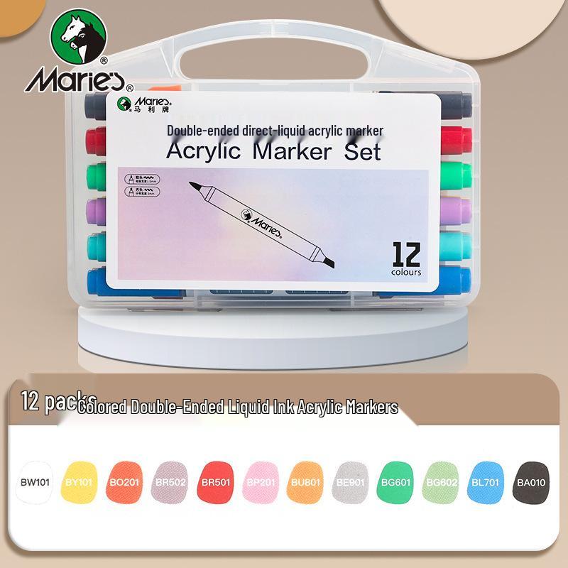 

Mali Dual-Tip Soft Acrylic Markers for Kids & Students - Non-Bleeding Watercolor Pen