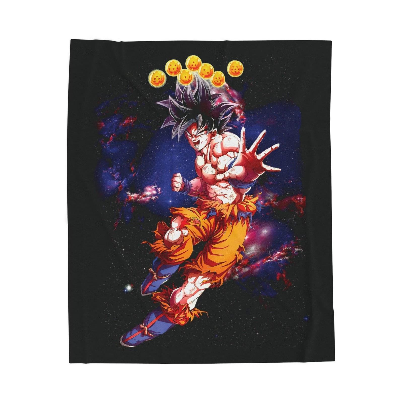 Saiyan Inspired Super Warrior Anime Velveteen Blanket Cozy Aura Fighter Throw 3XL