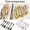 6pcs Vintage Spoons Fork Mini Royal Style Metal Golden Carved Coffee Snacks Fruit Prikkers Dessert Fork Kitchen Tool