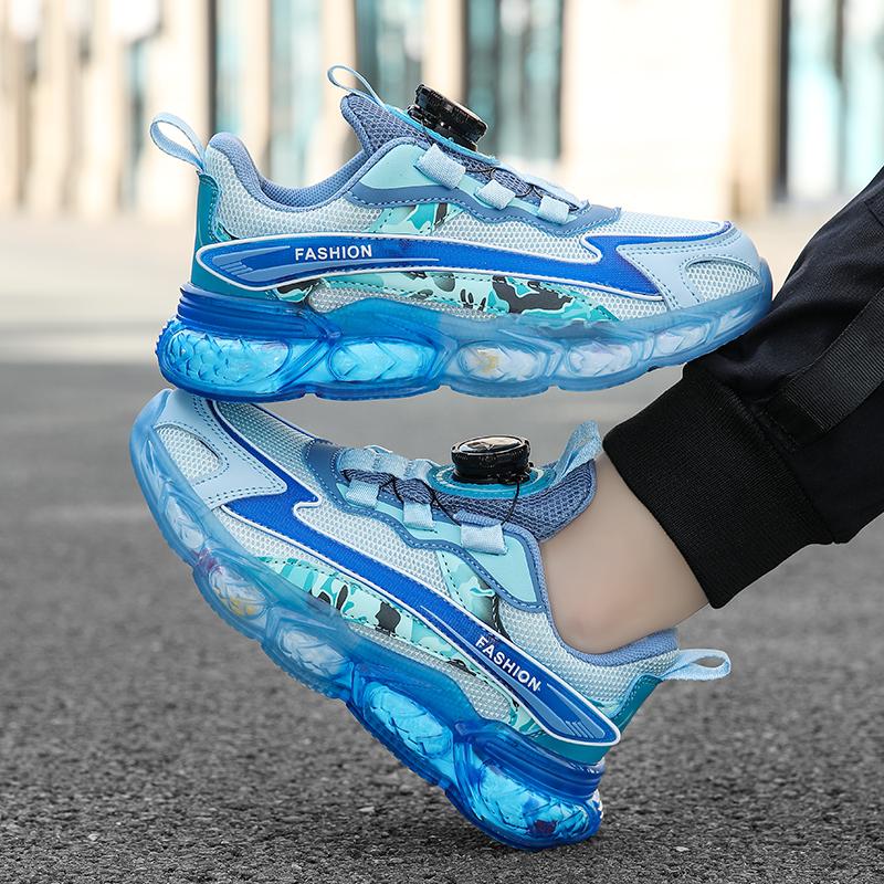 Boys' Shoes Spring Children's Non-slip Breathable Mesh Leather All-match Boys Sports Running Shoes