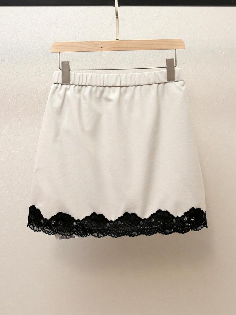 Elegant Autumn French-Style A-Line Lace Midi Skirt