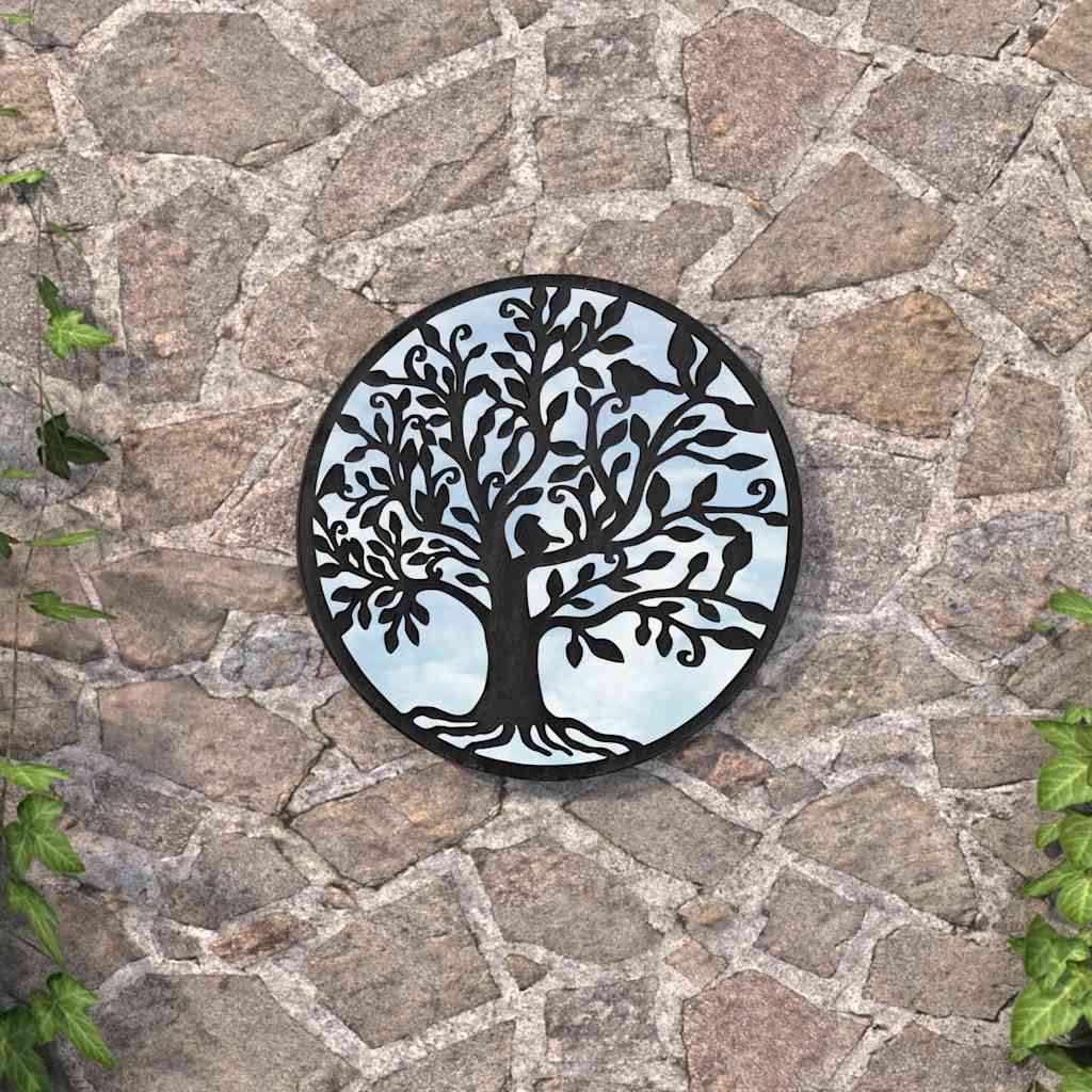Garden Mirror Black 40 X 2.5 Cm Iron Round