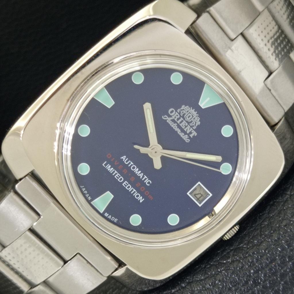 USED AUTOMATIC 46941 VINTAGE ORIENT JAPAN MENS BLUE COLOR DIAL WATCH A702232-5 R123-a702232
