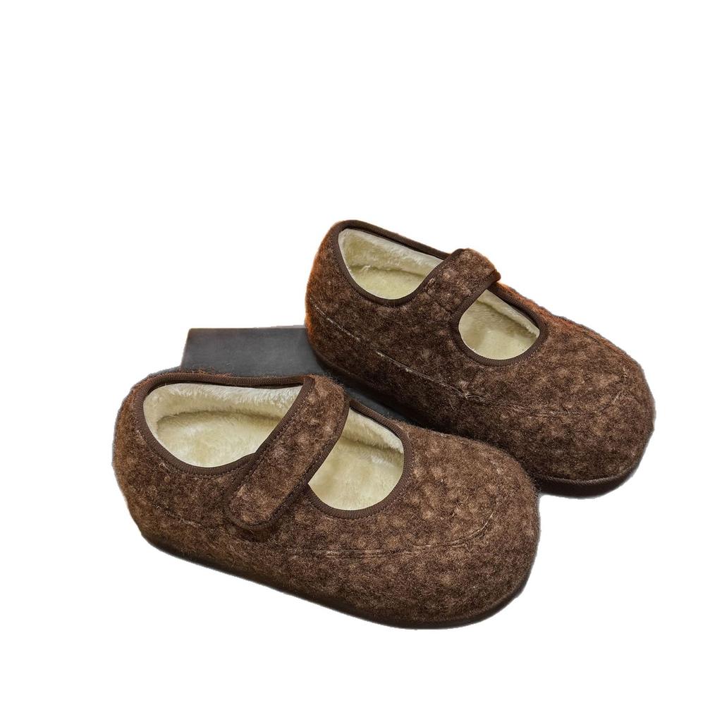 Cute fluffy shoes women's shoes winter new cotton shoes Velcro daily versatile velvet warm snow cotton slippers