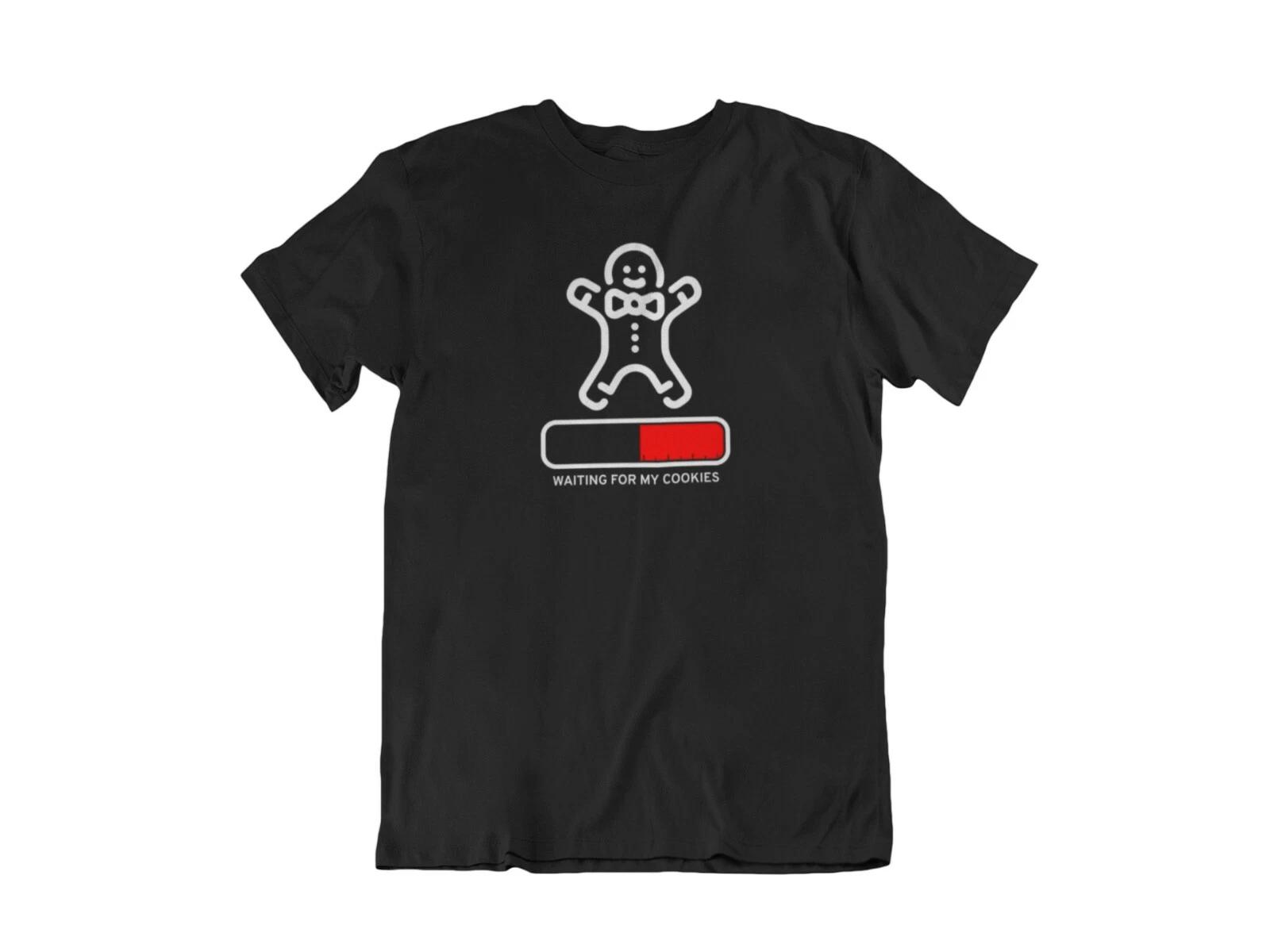 Waiting For My Cookies T Shirt Christmas Party Gingerbread Man Holiday Tee Gift S
