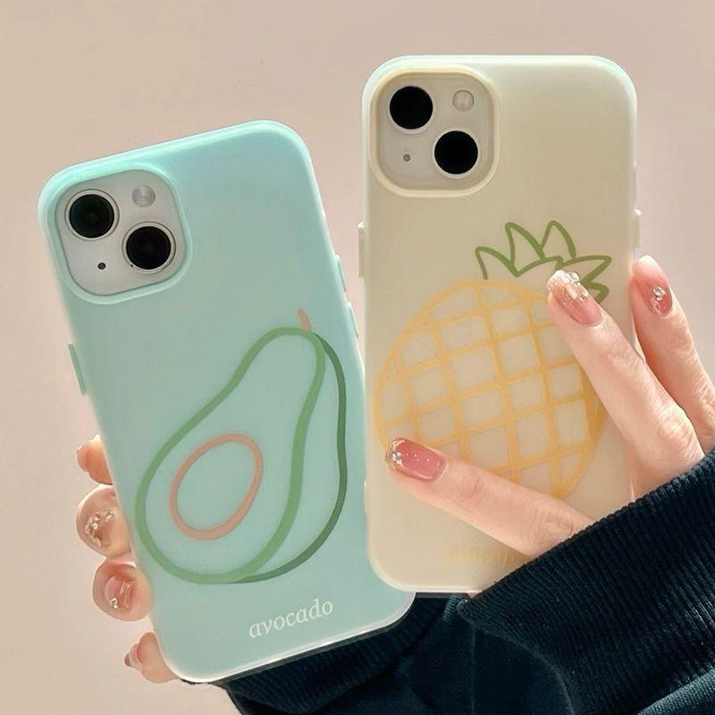 Simple lines and fruits are suitable for Apple 16/17promax mobile phone case iPhone14 skin matte 15 sets of Air.