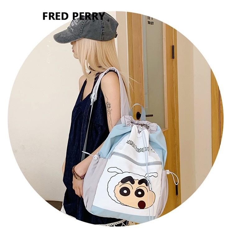 Crayon Shinchan Cartoon Backpack With Drawstring Closure For Students And Kids